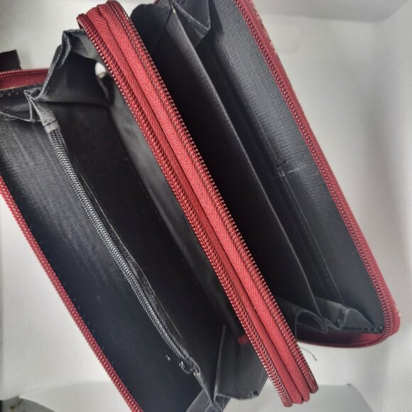 Wallet Clutch Faux leather Snake skin pattern. Double zipper. Pink with strap - Picture 4 of 7